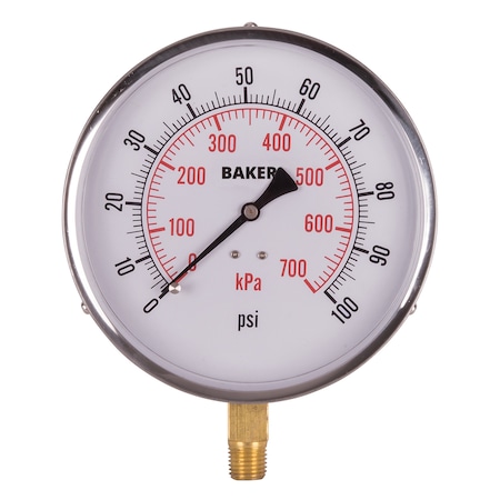 Baker Instruments 421AVND-100 Pressure Gauge, 0-100 PSI 421AVND-100